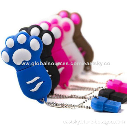 Custom Cat Claw-shaped Thumb Drive, Made of Soft PVC Material, OEM Orders Welcomed